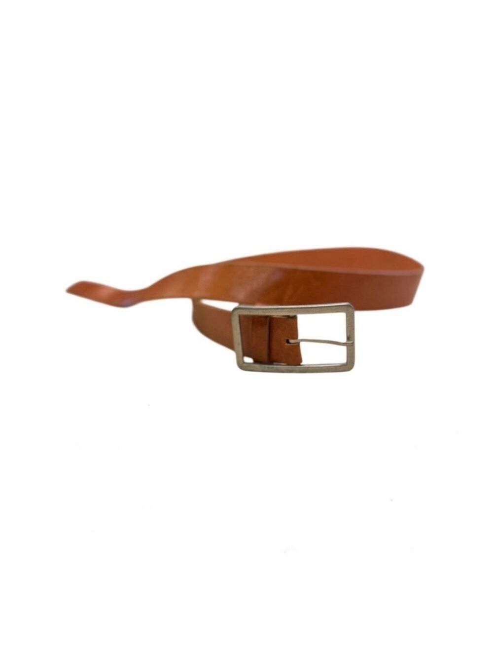 Women's Tan Faux Leather Belt Silver Buckle 48" - Picture 3 of 9